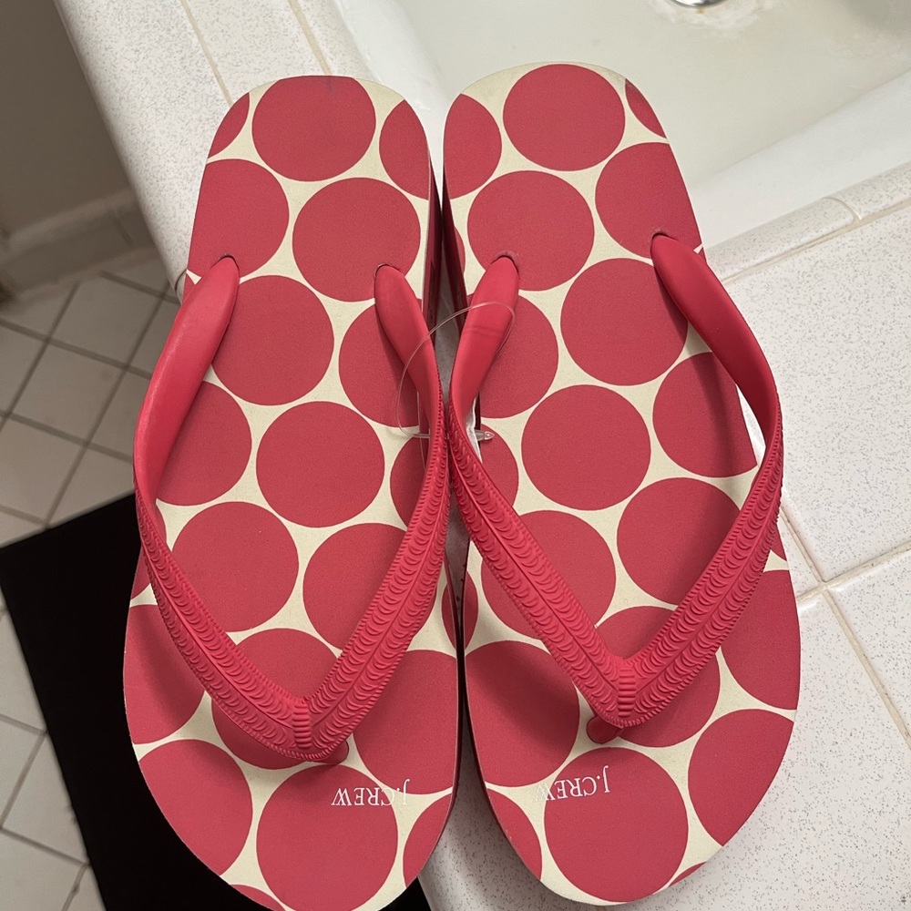 J.Crew Red Polka Dot Flip Flops - Picture 6 of 7